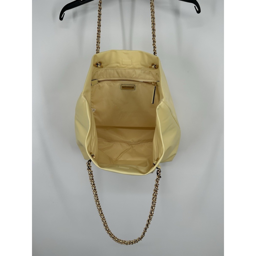 Tory Burch Lemon Sugar Ella Chain Tote Nylon Magnetic Snap Closure Yellow Bag - Picture 5 of 7